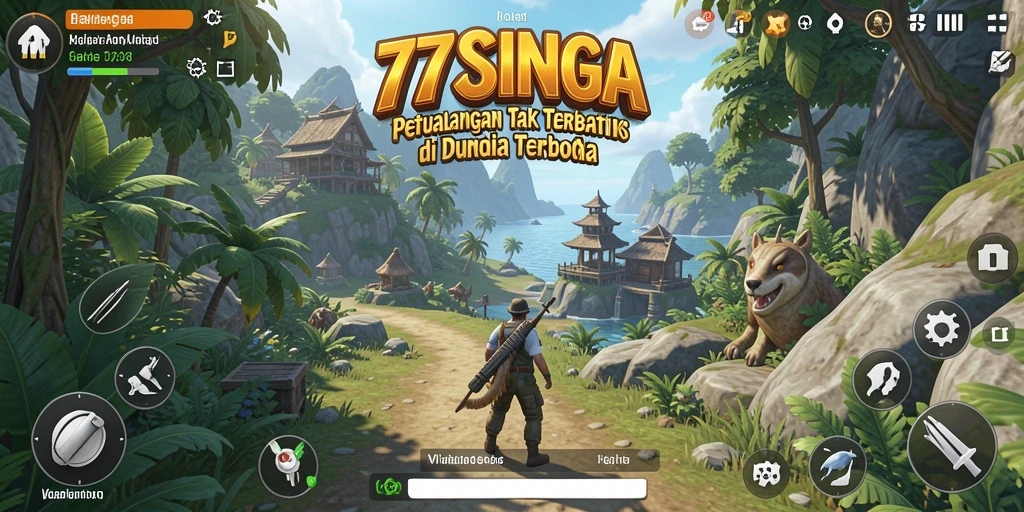 Tangkapan layar gameplay <strong>77SINGA</strong> di dunia terbuka yang luas.