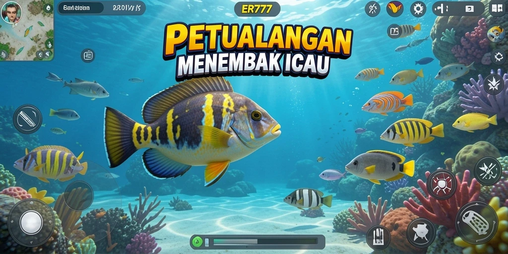 Tampilan seru gameplay ER777 saat menembak ikan di laut.