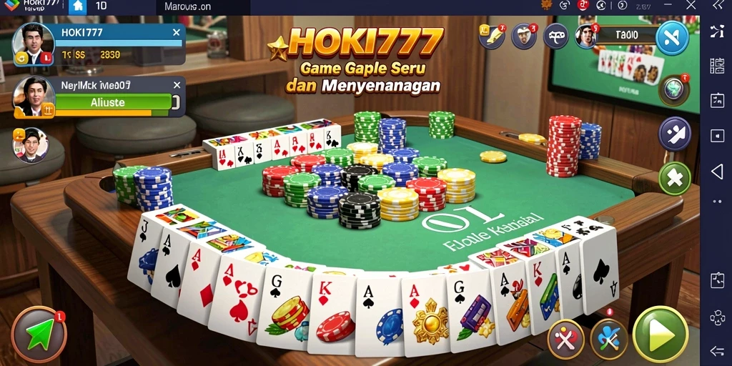 Screenshot HOKI777 menampilkan gameplay Gaple yang menarik dan interaktif.