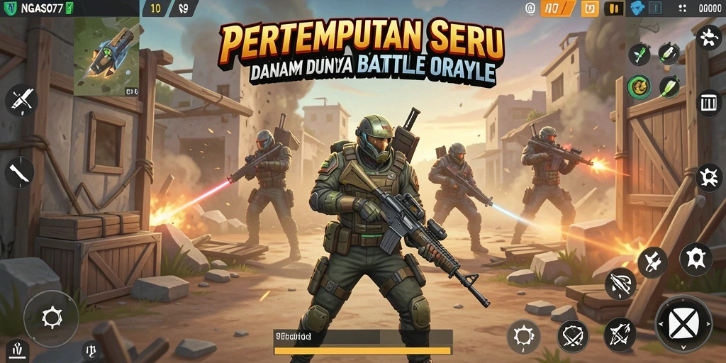 Screenshot NGASO77 menampilkan aksi intens dalam pertempuran Battle Royale.