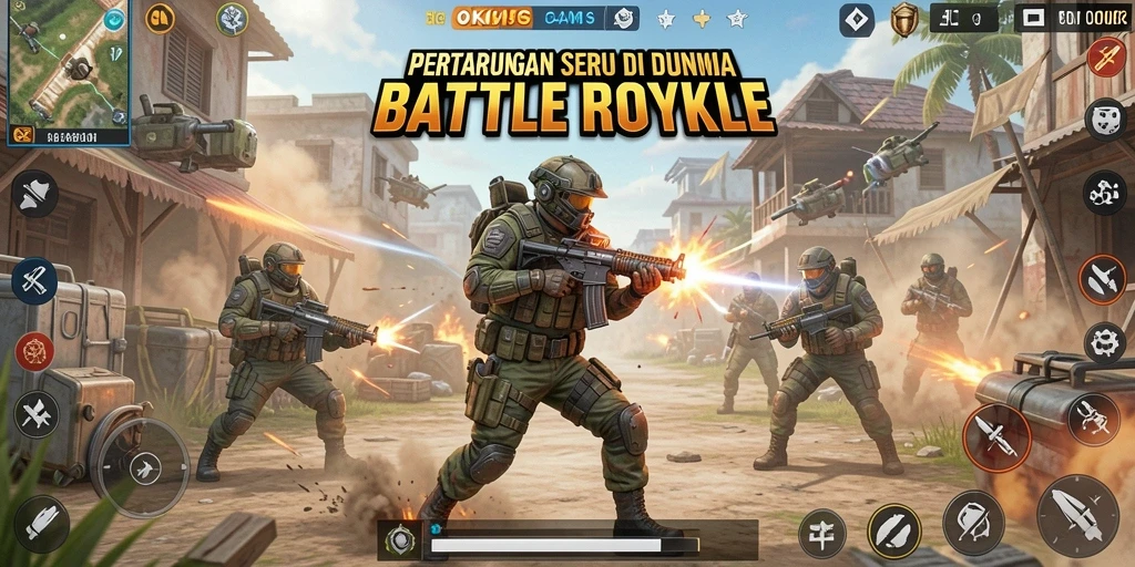 Screenshot utama OKGAMES menampilkan aksi pertarungan yang intens.