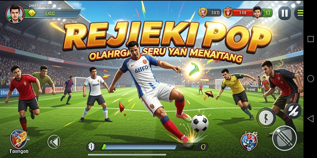 Tampilan gameplay menarik dari REJEKIPOP yang menunjukkan berbagai cabang olahraga.